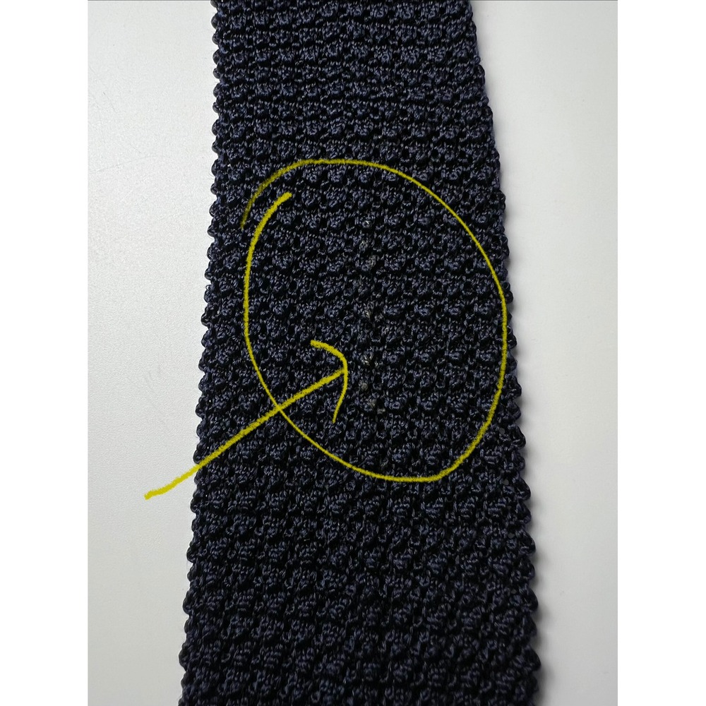 Authentic Hermes 100% Silk Navy Blue Knit Men's Tie H Logo Tricot France - Picture 8 of 8